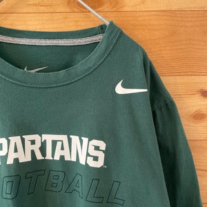 【NIKE】カレッジ ミシガン州立大学 ロゴ プリント Tシャツ フットボールチーム スパルタンズ アメフト Mサイズ us古着