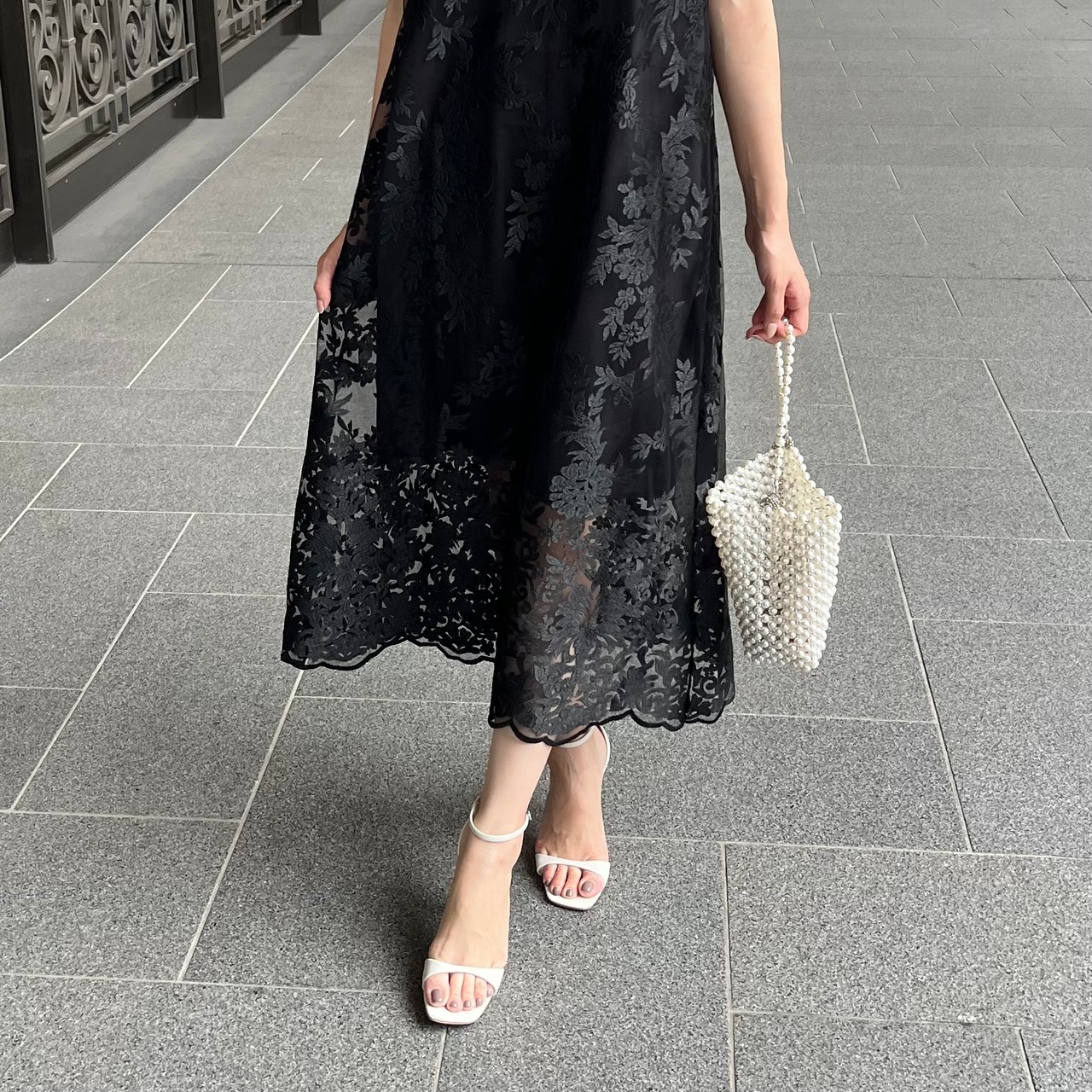 リーフ刺繍ワンピース [30026]