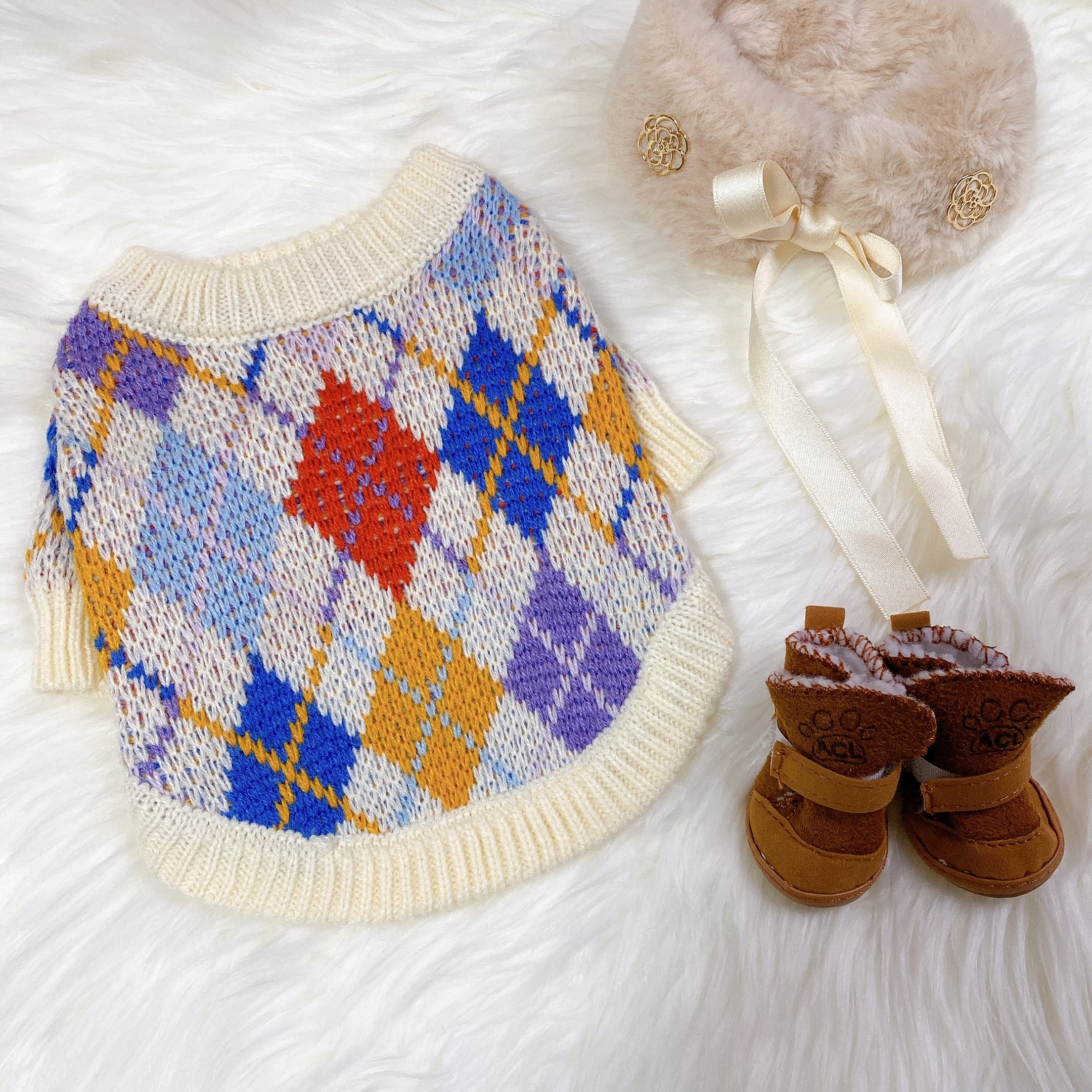 【SALE】argyle knit S ~ XL / 犬服 秋冬 新作 ニット 犬 服 トップス 可愛い ドッグウェア 小型犬 中型犬 ペット洋服 犬の服 おしゃれ top60