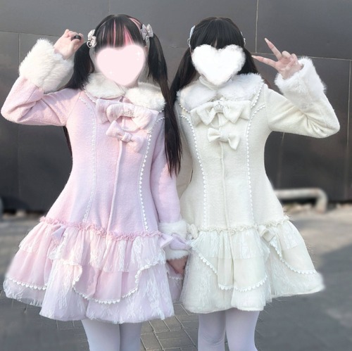 ゆめかわ♡全２カラー　ワンピース風フリルコート　jya11