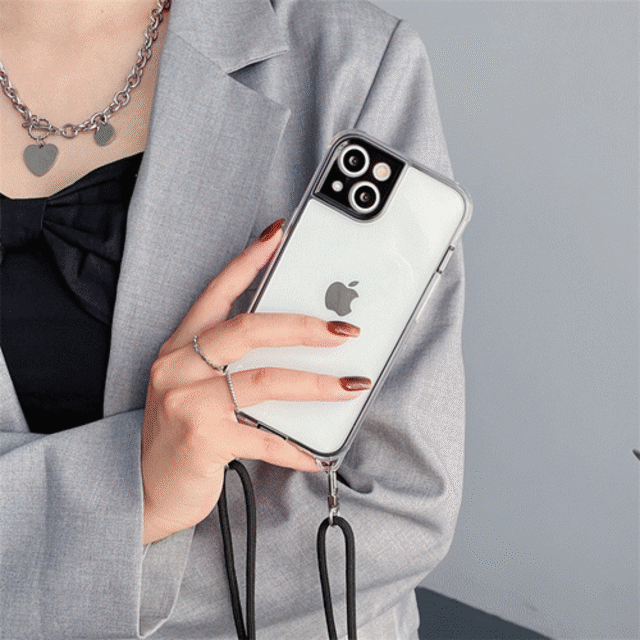 送料無料♡大人気新品 iPhone14 13 12 11 スマホケース iPhoneケース ストラップ付き携帯ケース シンプル 斜めがけ 韓国（DM0372）
