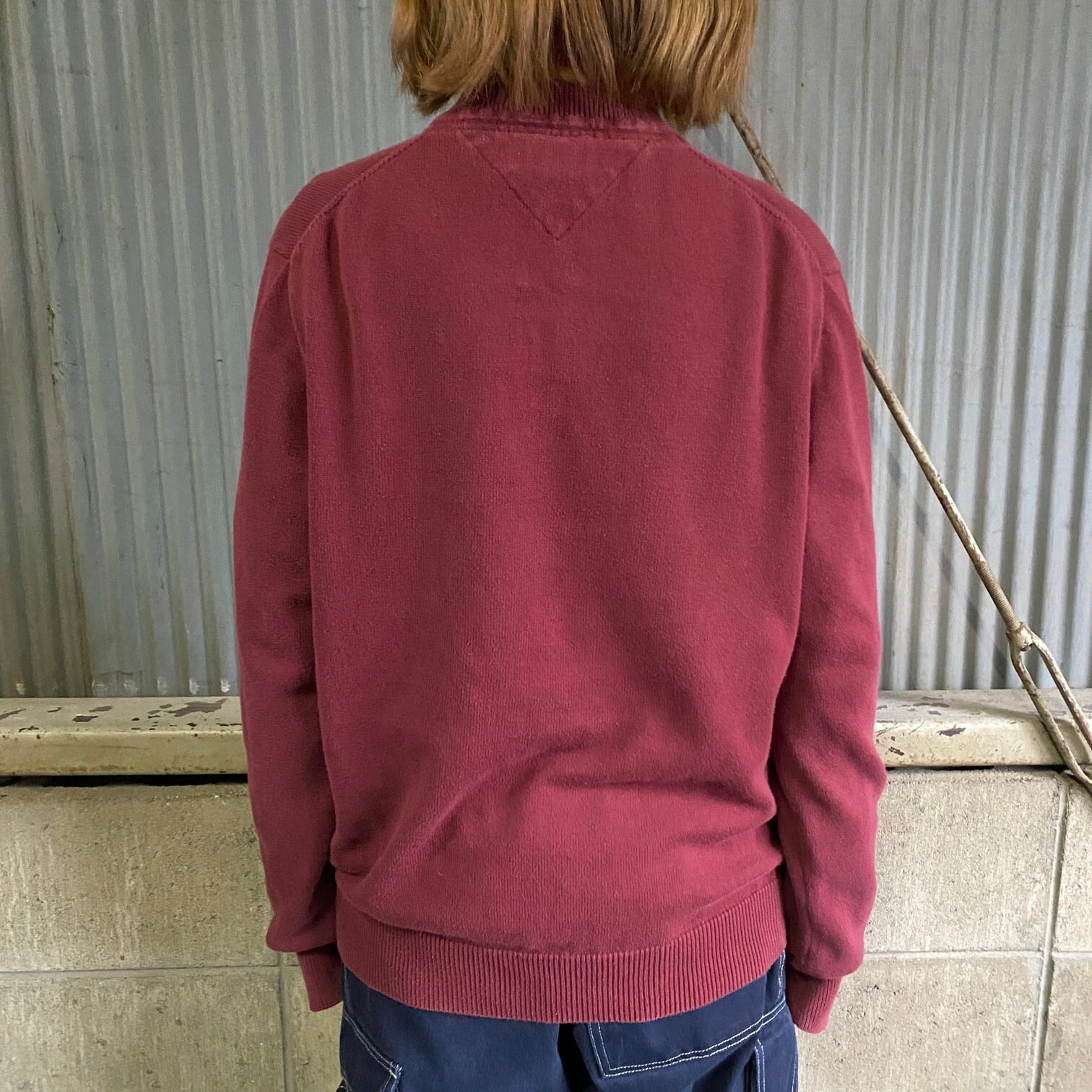 古着 90年代~ トミーヒルフィガー   クロップド丈 コットンニットフルジップセーター レディースL相当 ヴィンテージ/eaa594750 TOMMY HILFIGER - 古着 90年代~ トミーヒルフィガー TOMMY HILFIGER