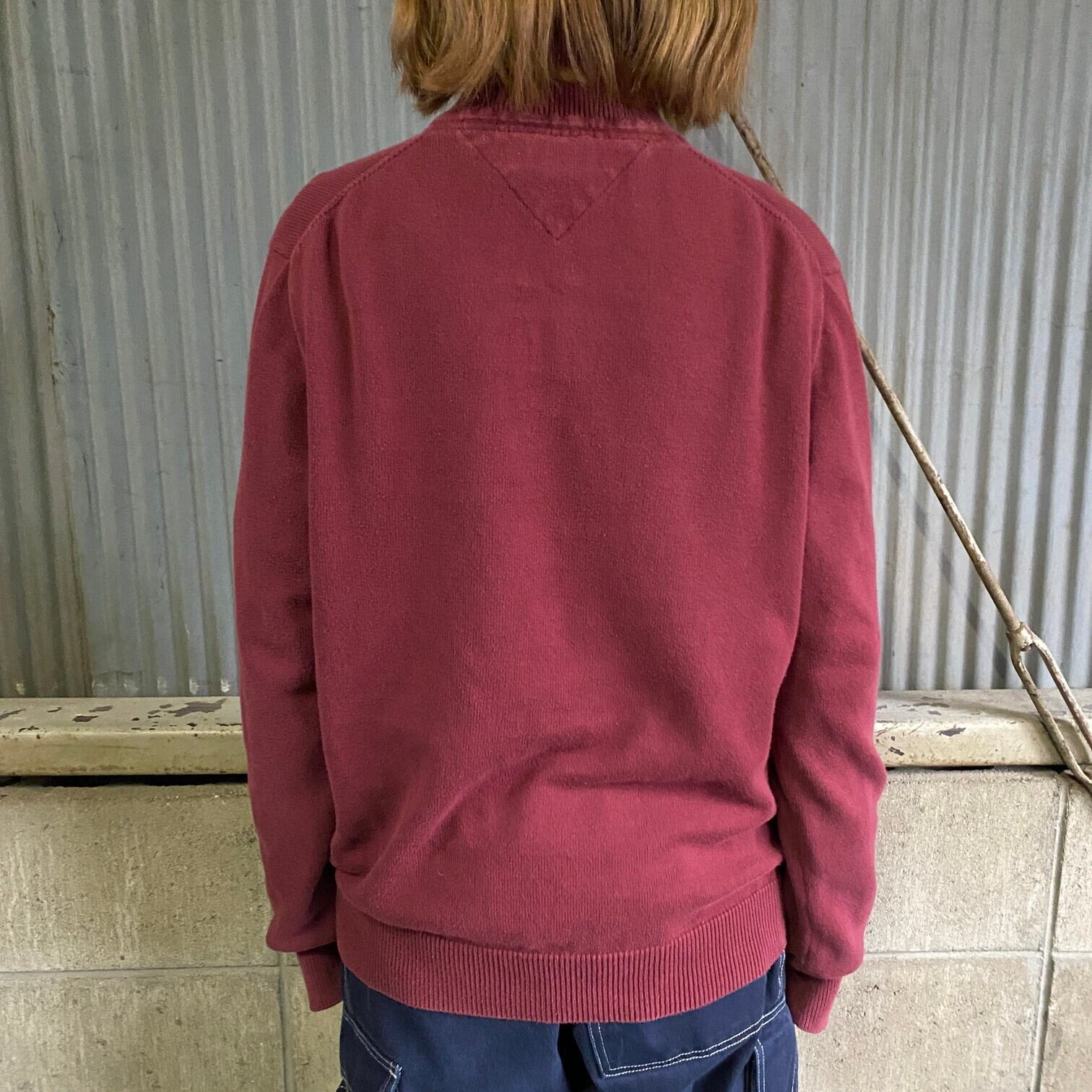 トミーヒルフィガー ハーフジップ コットンニットセーター メンズM  