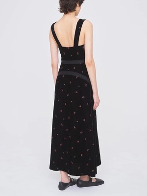 【26AW】FETICO フェティコ / ドレス / ROSE EMBROIDERED VELVET DRESS