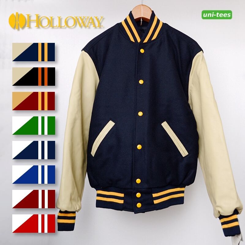 HOLLOWAY レザー/メルトン スタジャン 34色展開 ［VARSITY