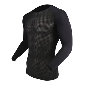 【努力特価】おたふく手袋(Otafuku Glove) 夏用インナー 長袖 丸首 ファーストレイヤー[吸汗速乾 メッシュ 消臭 通気性 ストレッチ素材]JW-715 ブラック 3Lサイズ