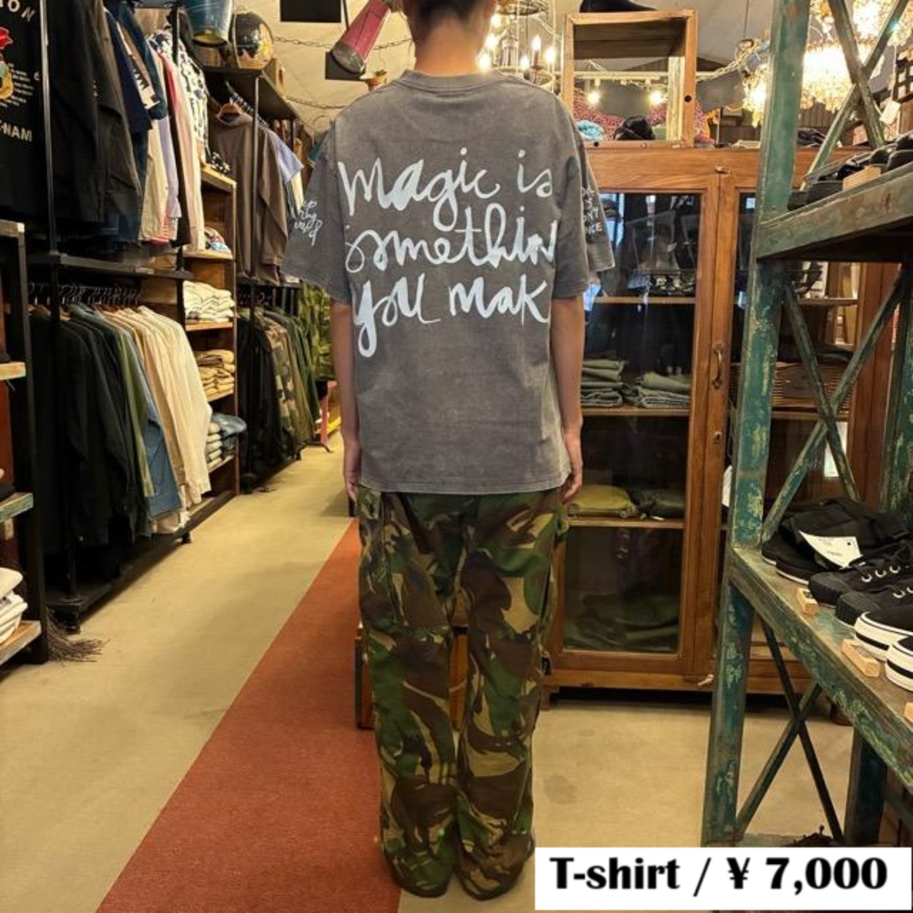 TOPANGA Lady's TOPANGA FIRECOUNTRY Pigment dyed T-shirt Magic is something you make Gray 　ピグメントダイ半袖Tシャツ　マジックイズ　グレー　