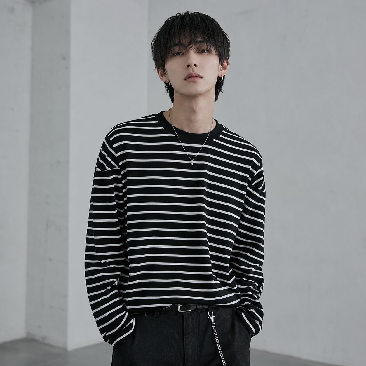 Border long T-shirt 0010