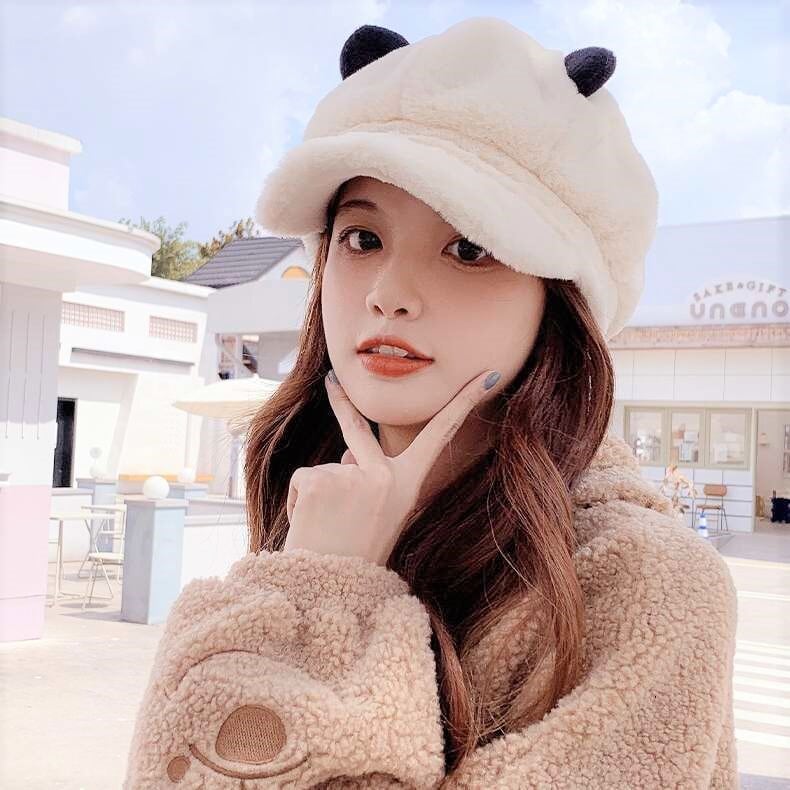 ちっちゃいお耳がキュート フェイクファー キャスケット キャップ 帽子 耳付き くま ふわふわ ポップ カジュアル 個性派 Lamitte Deco トレンド 韓国ファッション ショップ Base店