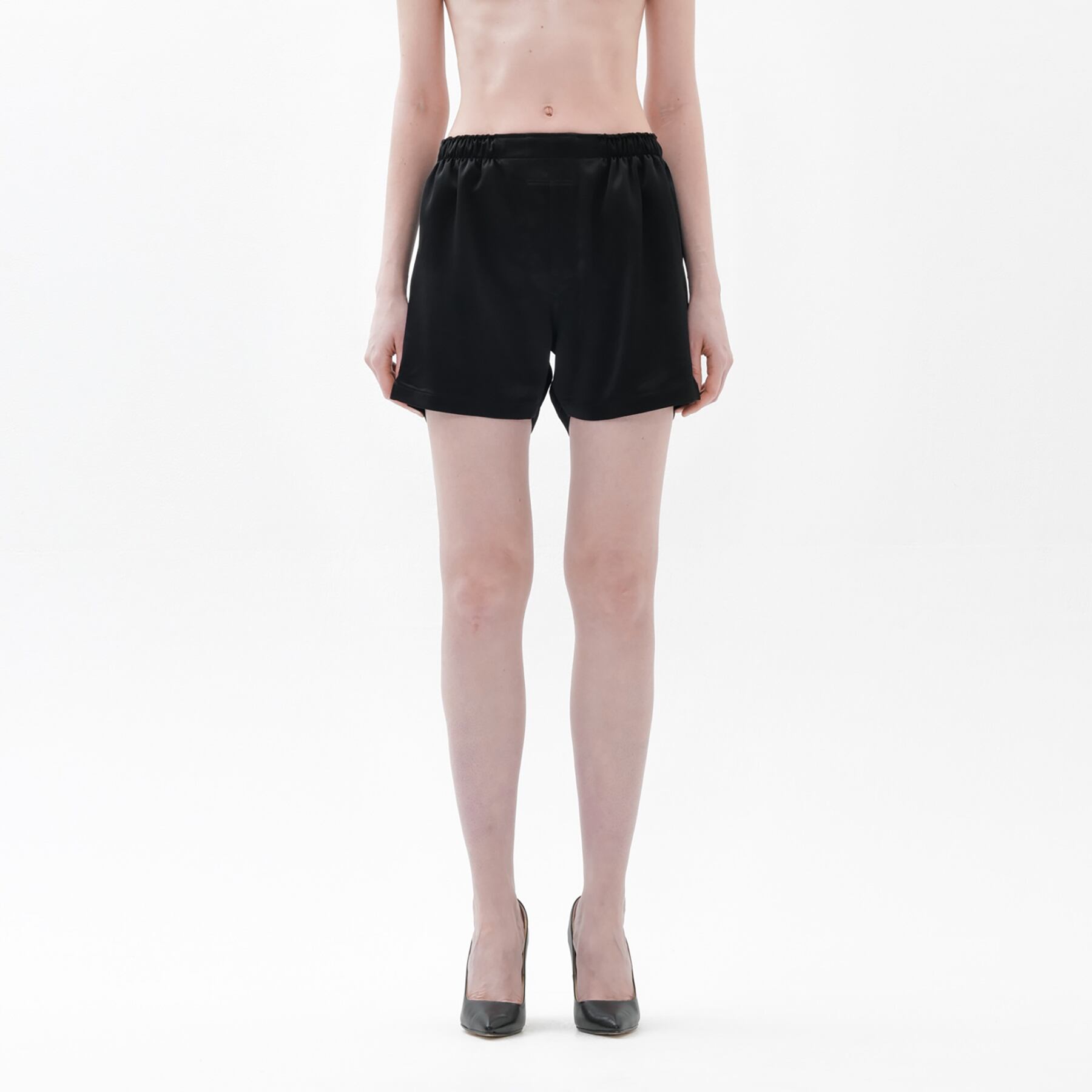 【Pre-order】Black Hammered Satin Boxer Shorts
