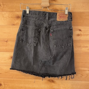 【LEVI'S】90s USA製 501 ブラックデニム スカート ボタン裏刻印522 ブランクタブ W29 リーバイス ビンテージ US古着 アメリカ古着