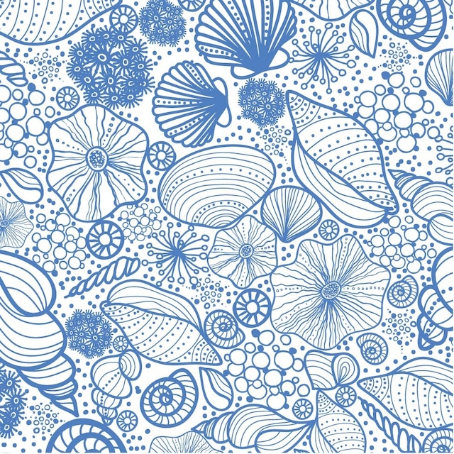 【Paper+Design】バラ売り2枚 ランチサイズ ペーパーナプキン Seashell Pattern ホワイト