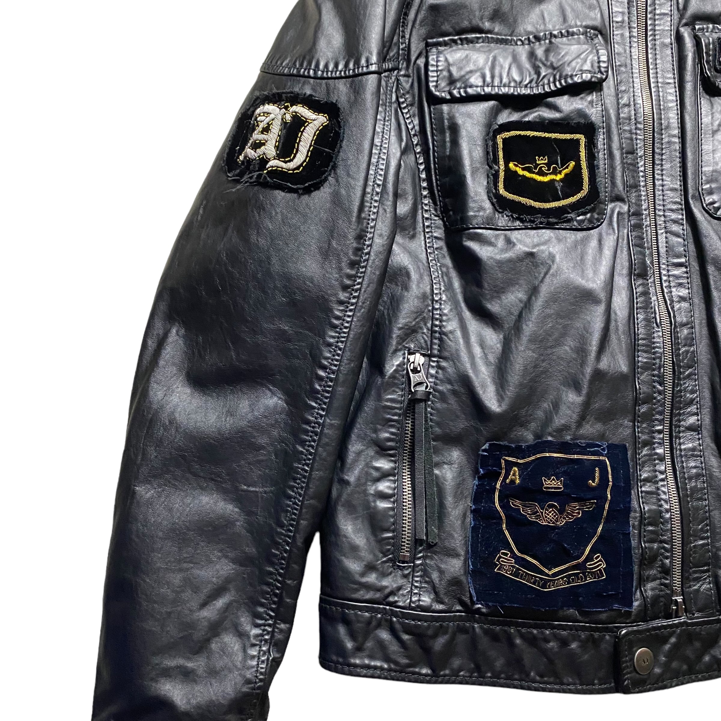 ARMANI JEANS patched leather riders jacket | NOIR ONLINE ARMANI JEANS patched leather riders jacket | NOIR ONLINE