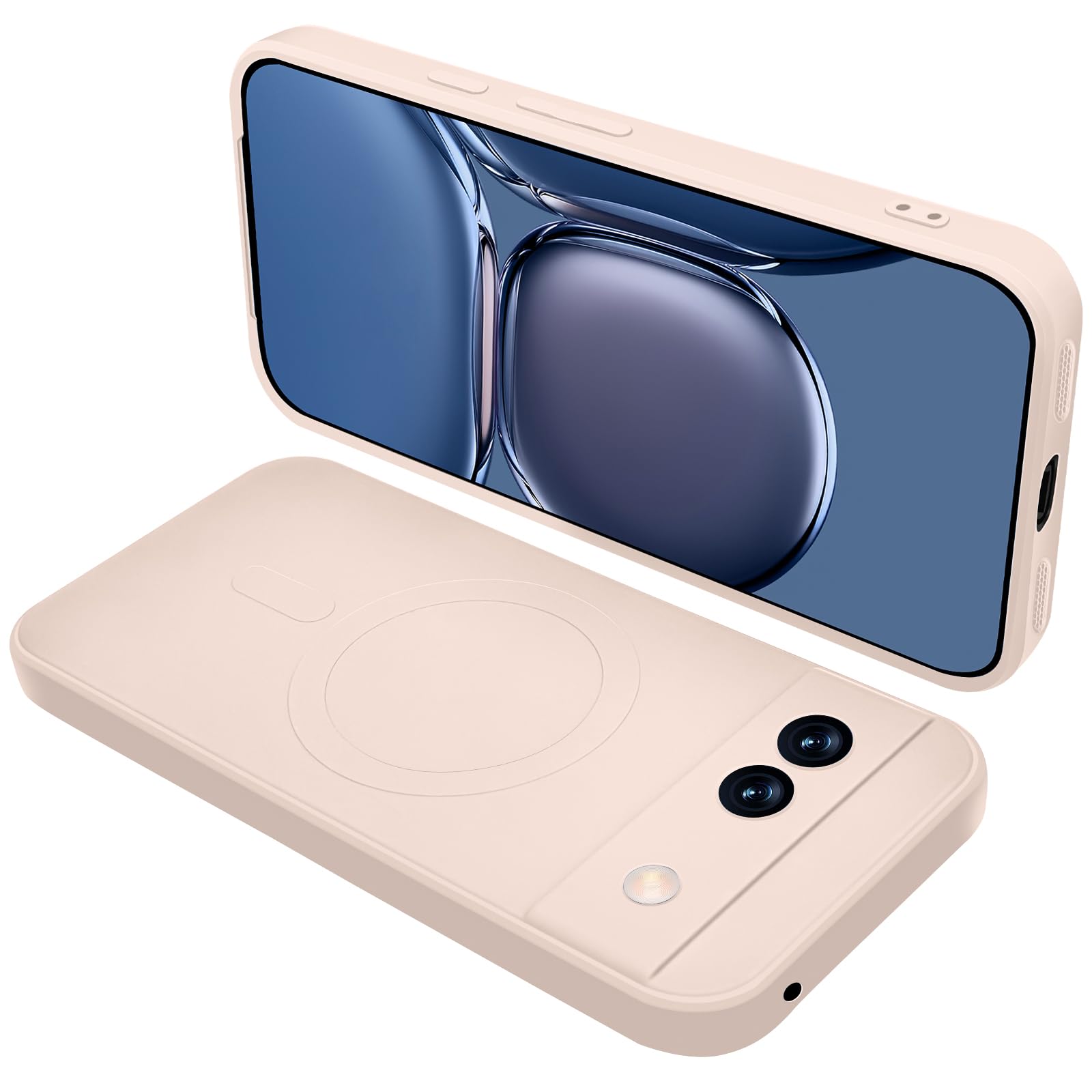 Google Pixel8a ケース MagSafe対応 シリコン 耐衝撃 グーグル ピクセル 8a マグセーフ対応 カバー 全面保護 液体シリコーン スマホケース ストラップホール付き 滑り止め 落下防止(ピンク)