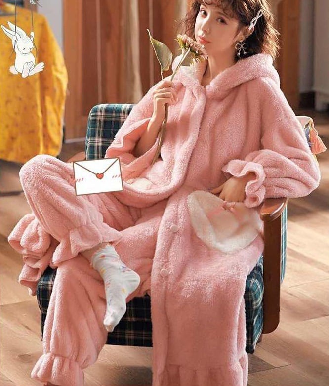 着ぐるみ うさ耳フード ルームウェア パジャマ 上下セット ワンピース