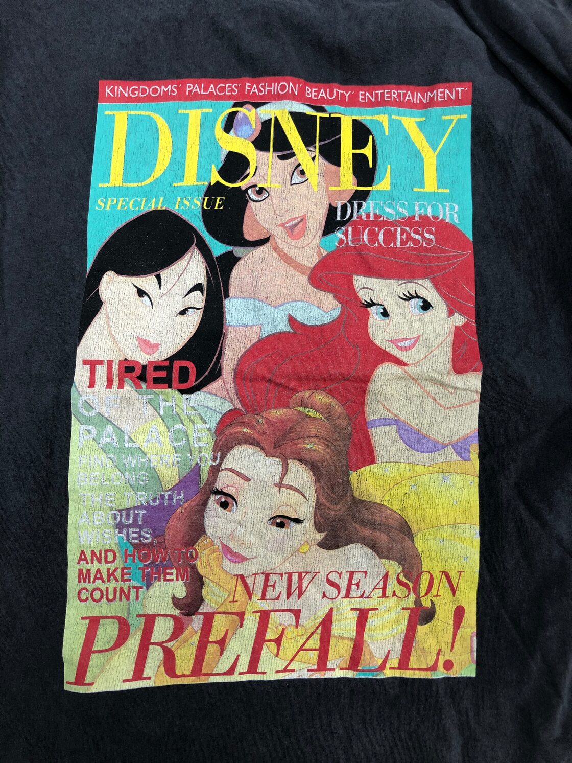 S Disney ディズニー プリンセス ZARA 黒 Tシャツ 輸入 古着 | Pay ID