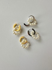 SS 2wayサークルパールフープピアス