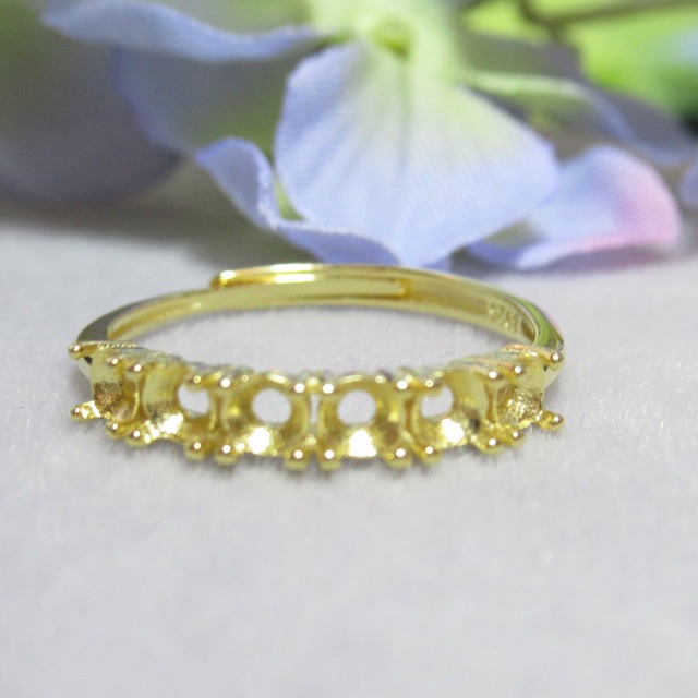 3㎜ 6粒ライン S925 リング台 YG