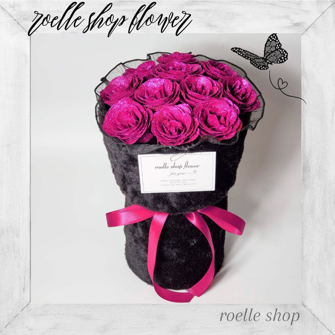 ワンホンブーケ グリッターローズ シルバー ブラック 花束 ワンホンブーケ グリッターローズ シルバー ブラック 花束 33本の黒白