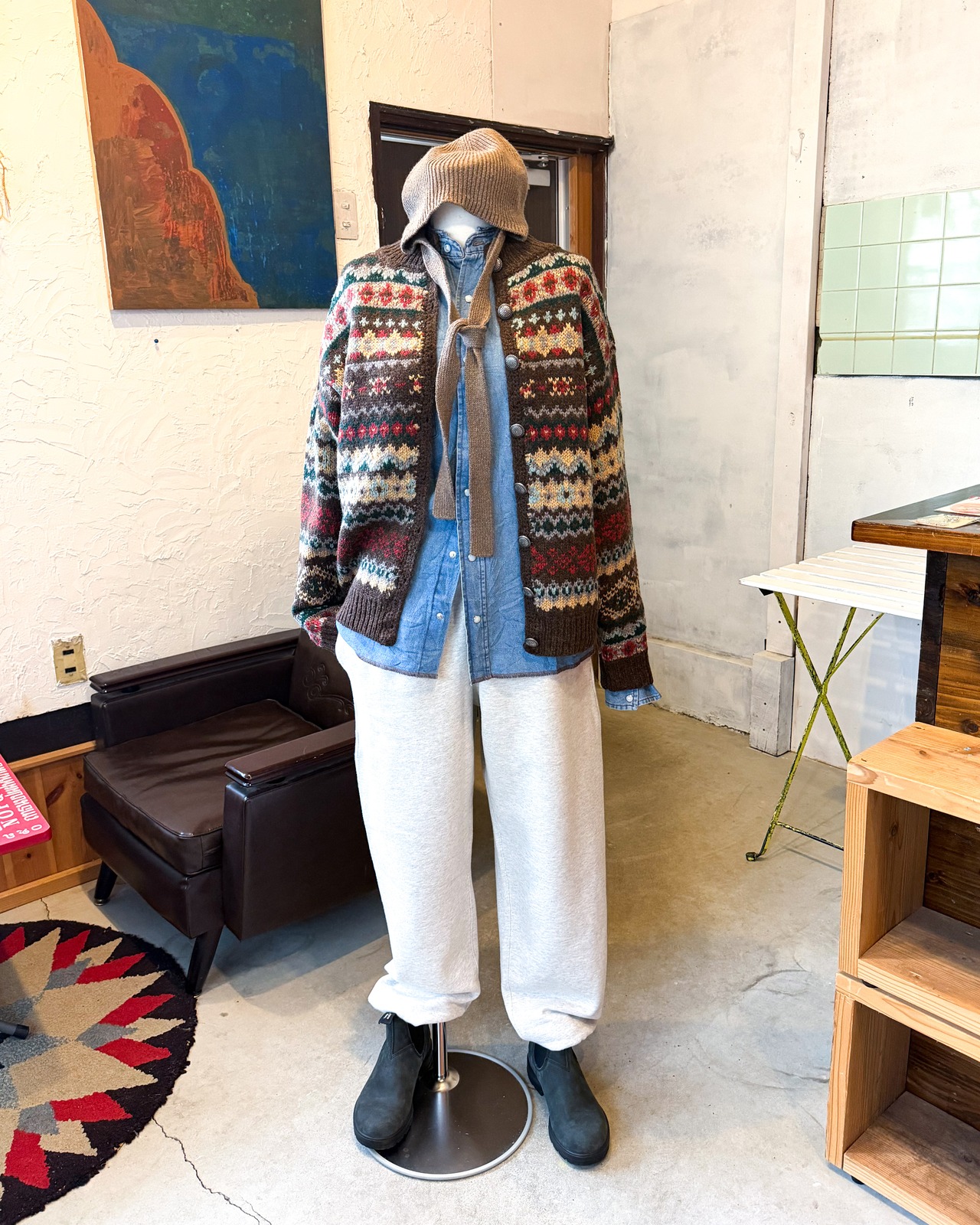 【DOPPLE&SCENT WOMEN】JACQUARD  WOOL KNIT CARDIGAN