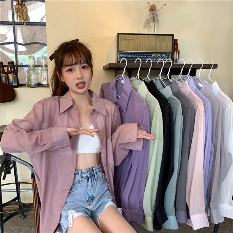 シャツ サマー薄手レディースカーディガンジャケット ロング 夏物 YY-ファッション75906868980