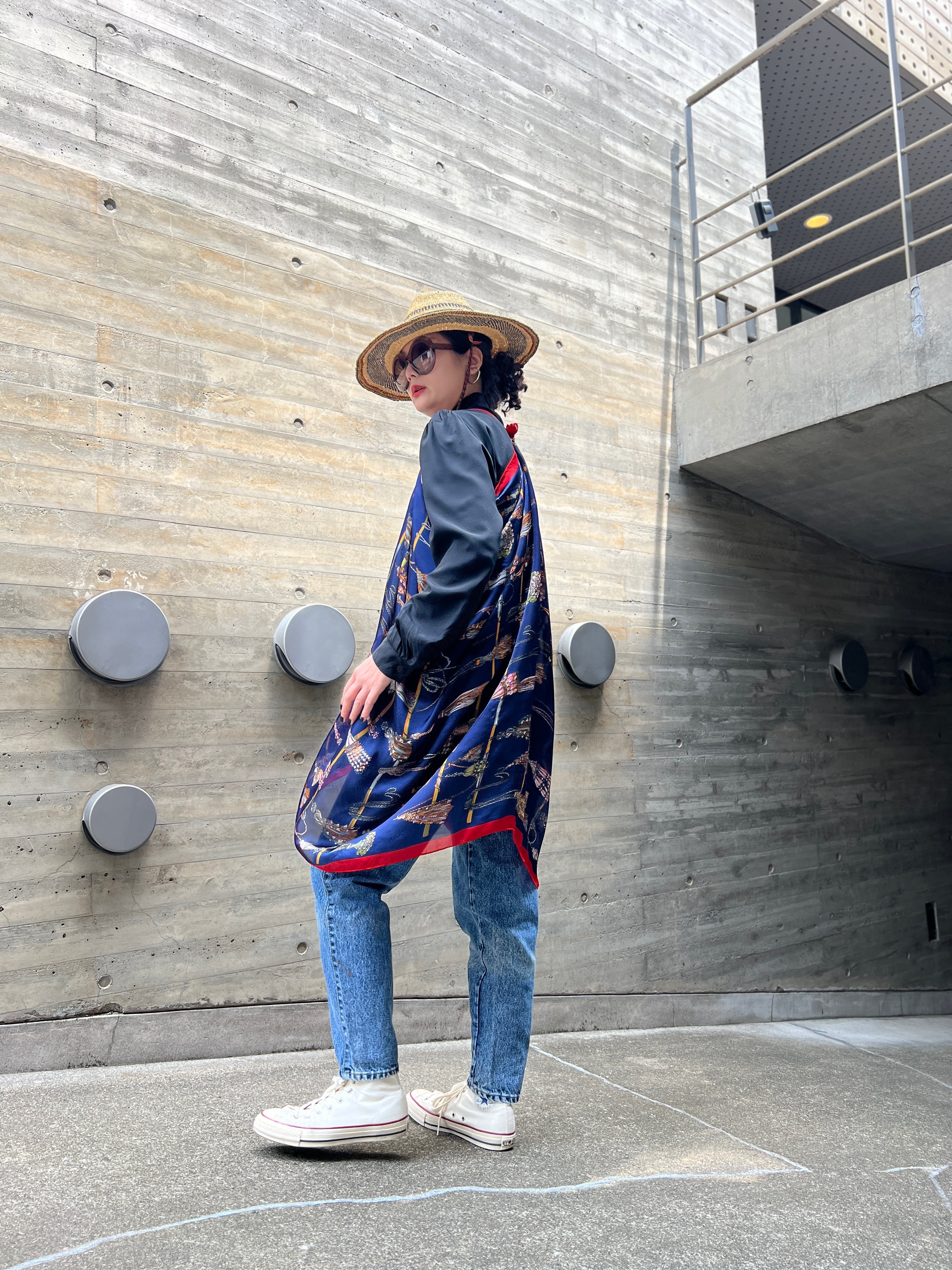 Vintage Navy × red tassel poly stall ( ヴィンテージ ネイビー