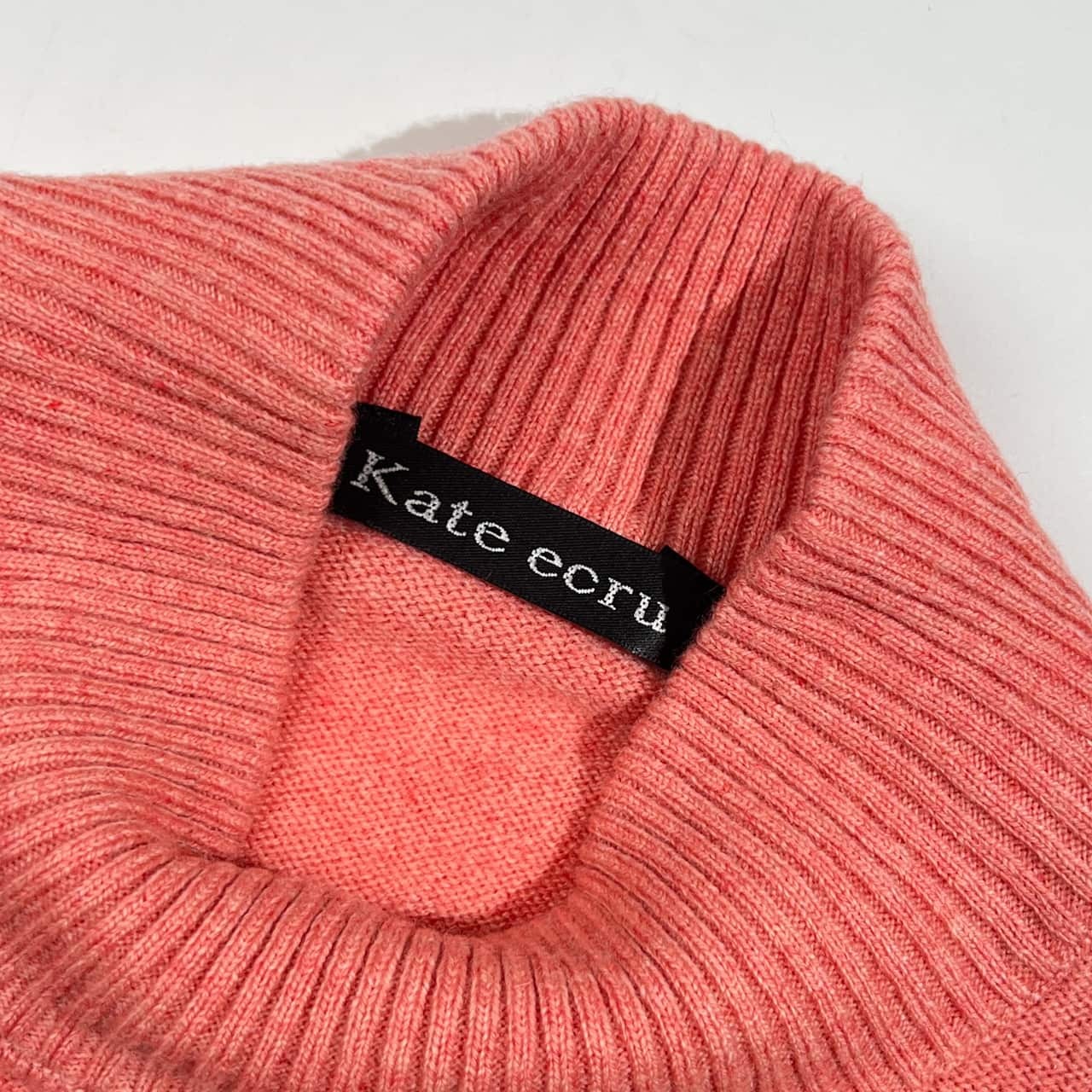 カシミヤ100% Kate ecru ケイトエクリュ アーガイル風 デザイン ニット セーター LL/ピンク レディース