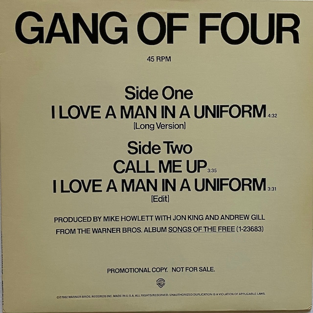 【12EP】Gang Of Four – I Love A Man In A Uniform (Long Version)