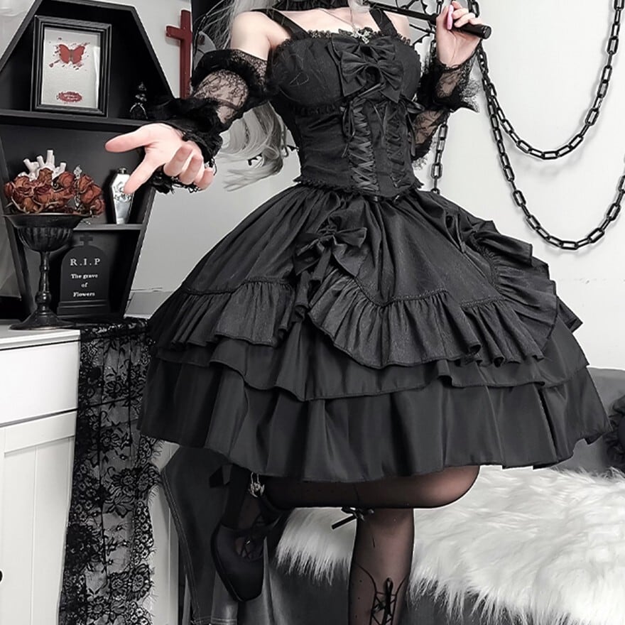 ゴスロリ通販 With U ドレス 黒ドレス セットアップ ダーク