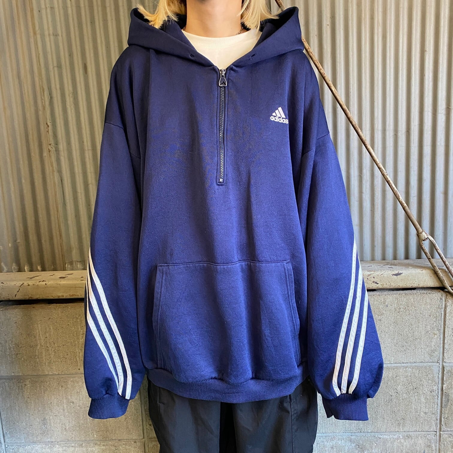 ビッグサイズ USA製 90年代 adidas アディダス ハーフジップ