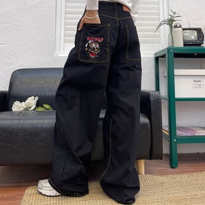 PMFIVEEイヌ刺しゅう入りデニムパンツ
