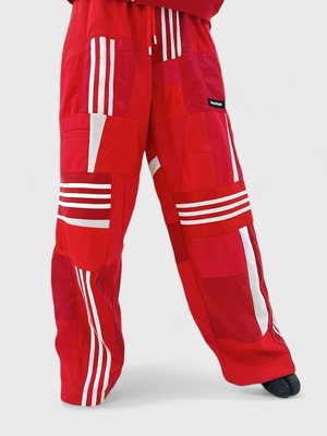 KOH ISHIGURO Upcycled Crazy Patchwork LINE wide pants -RED- Woman  model