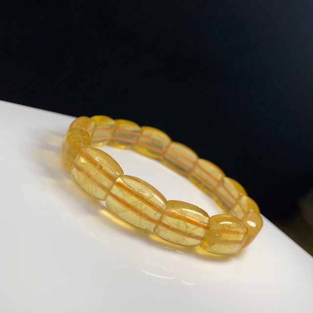 b158 イエローオレンジフローライトバングルブレスレット