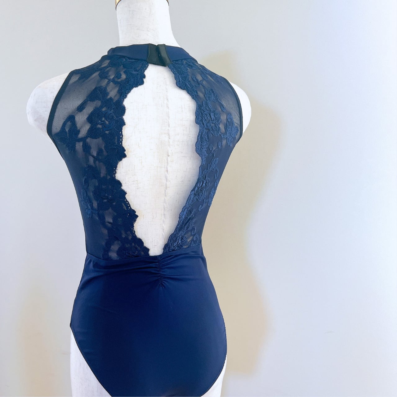 バレエローザ 白レース×ネイビー ユニタード レオタード ML チャコット フェアリー Yumiko ドゥッシュドゥッスゥeleve バレエ レオタード 大人 ハイネック BalletRosa バレエ