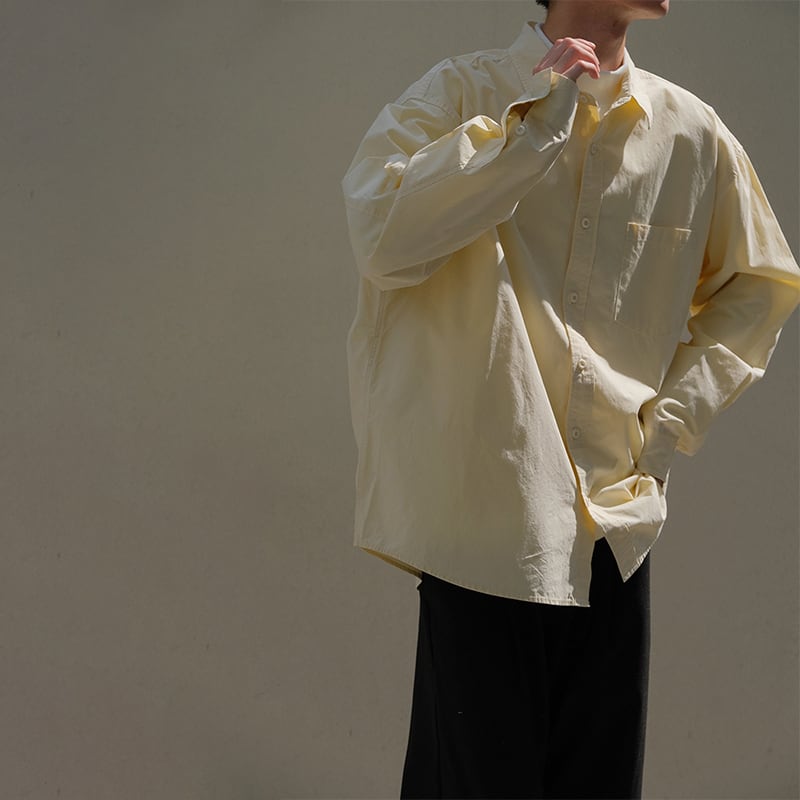 CARPEMクリームイエロー無地長袖シャツ | mblueshop