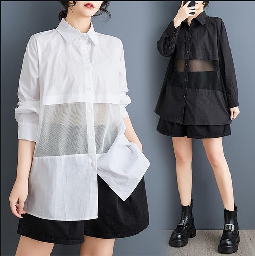 大きいサイズ シアー　トップス　レディース 秋冬　春 新品 長袖　シャツ