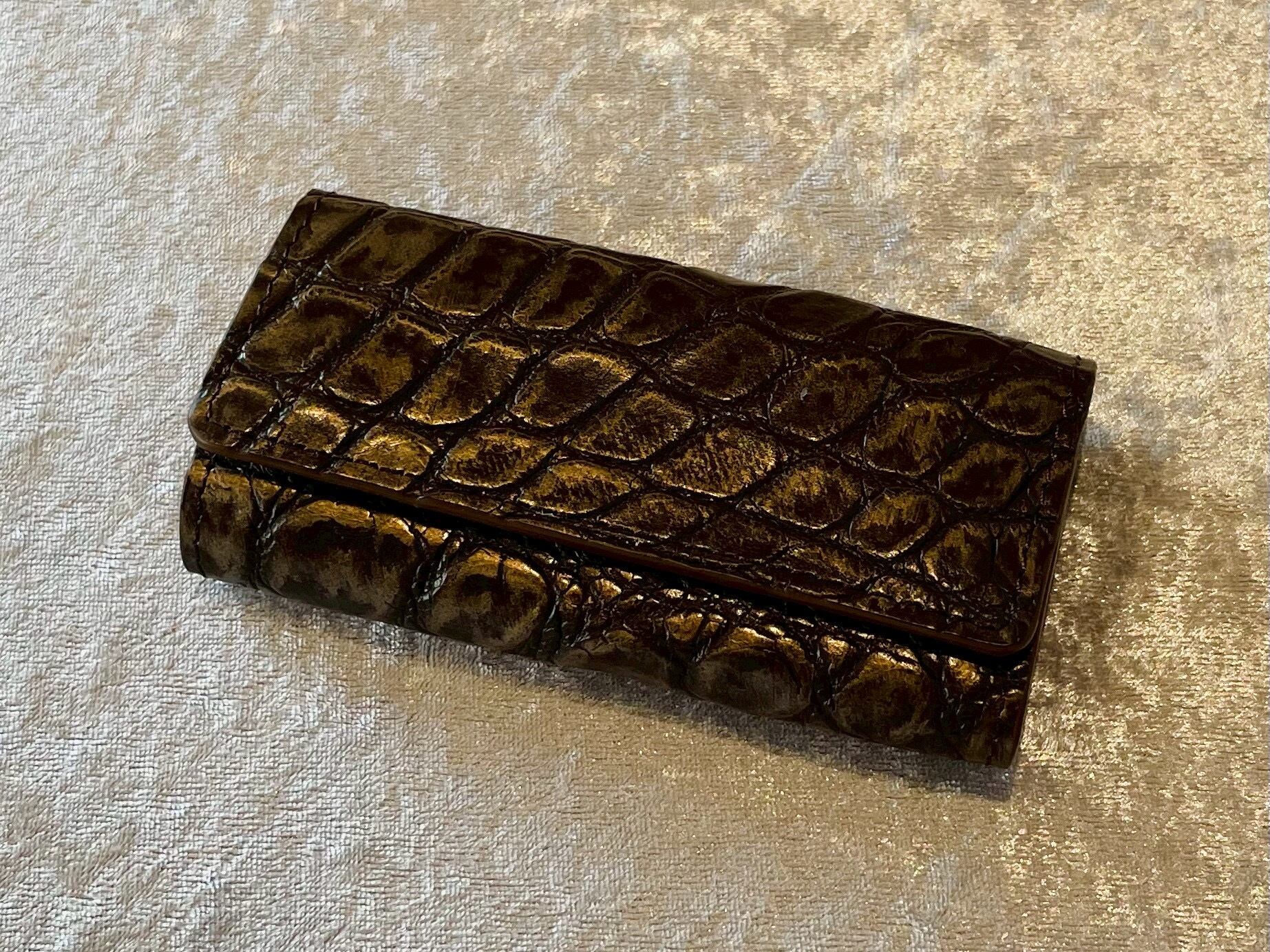 クロコダイル　ポロサス　ブラック　コンパクトウォレット　L字ファスナー　財布 L字ファスナーウォレット クロコダイル ミニ財布 ミニウォレット