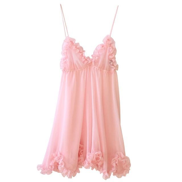 FRILLED EDGING BABY DOLL / PALE PINK