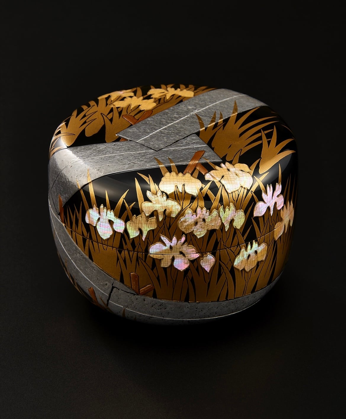 平棗 光琳八ツ橋（茶平一斎作 茶道具 薄茶器 棗 輪島塗 蒔絵 