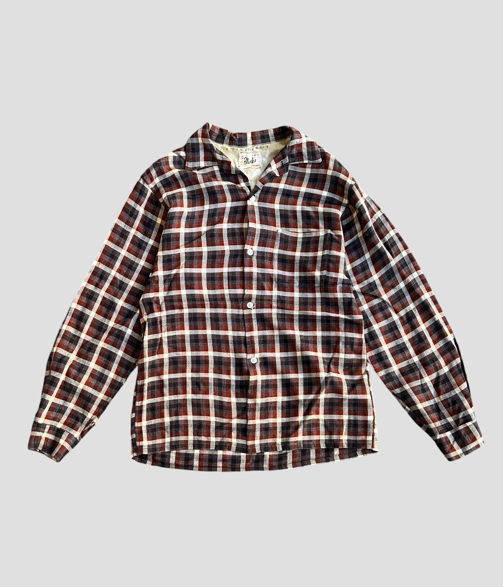 50s 60s B.V.D. ヴィンテージ 開襟 レーヨンシャツチェック 楽天市場】60s ビンテージ □ B.V.D チェック ウール レーヨン 長袖