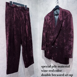 special pile material wine-red color double breasted set up