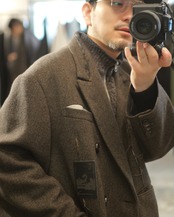 予約販売 | i’m here : - GRANDPA COAT ：Khaki｜ブロークンウール／祖父の記憶／レザーパーツ