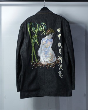 【Caka BLACK】Special Embroidery Vintage Loose Denim Tailored Jacket