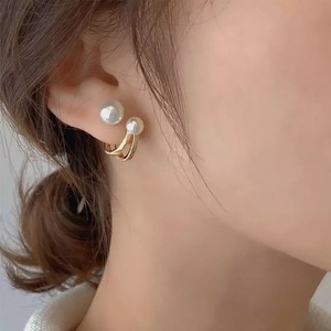 Wパールデザインピアス