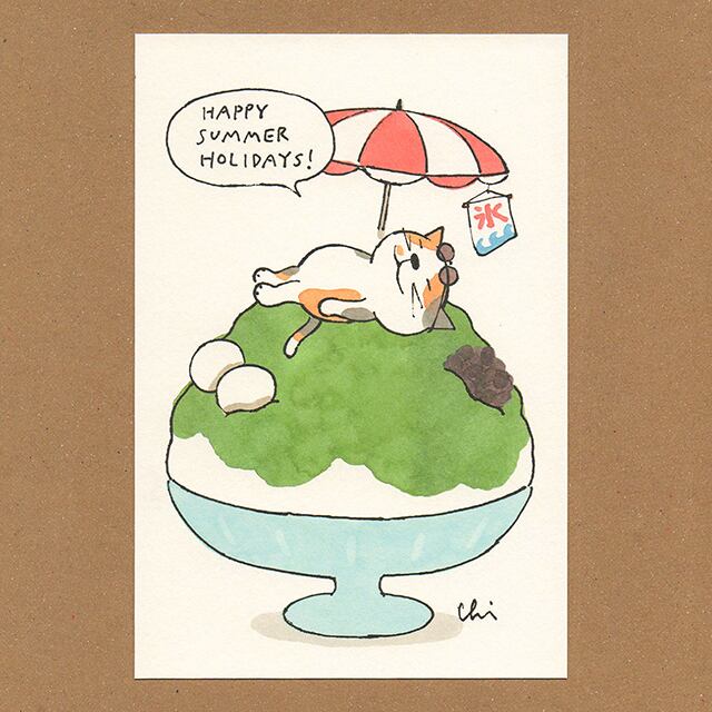 にゃんきーとすポストカード かき氷 抹茶 | necoya