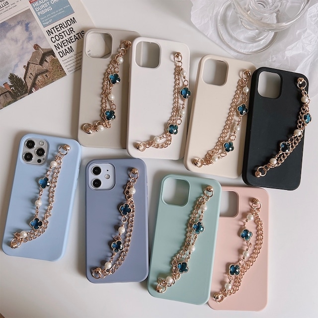 Clear blue clover chain silicon iphone case