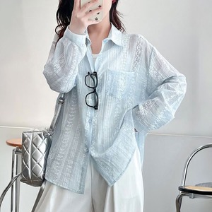 シアー シャツ 長袖 透け感 レディース 春夏 韓国 薄手 きれいめ 大人 カジュアル 冷房対策 UV対策 日焼け防止 ドロップショルダー トップス 羽織り 大人可愛い 大人女子