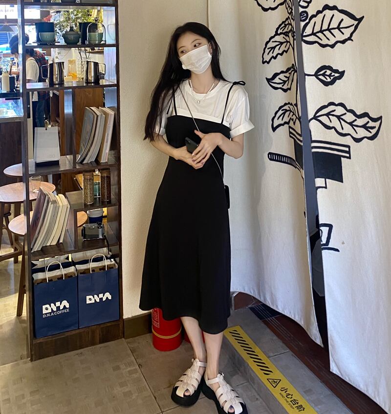 スタイルドレス サマーウェストブラックAラインスカート 夏物 クレセントシティ252232470