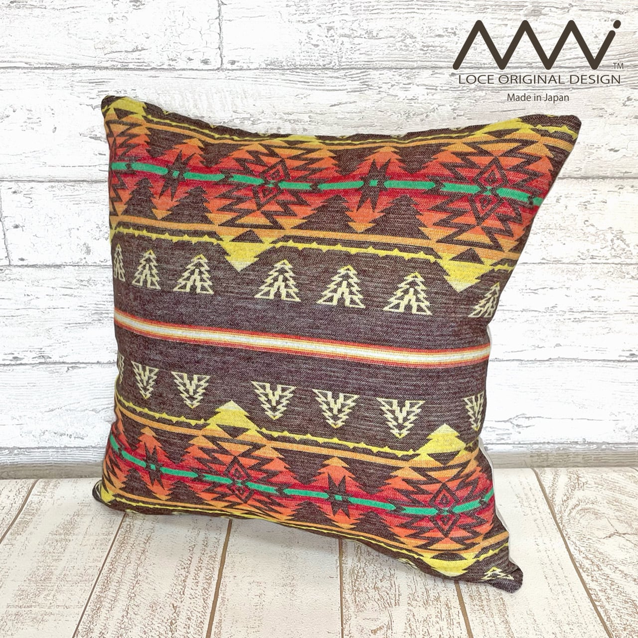 受注制作〗ネイティブ柄のクッションカバー／ブラウン／45cm対応 | M W