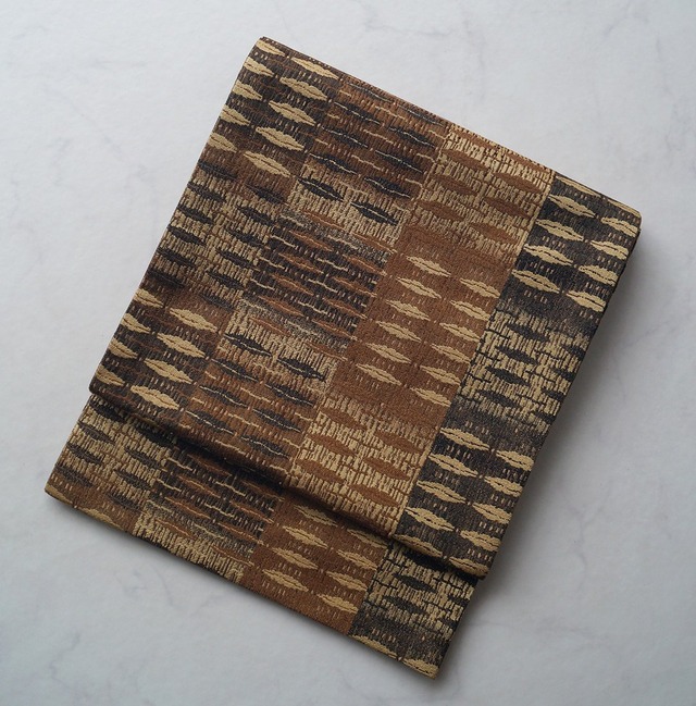 【ふくろ帯】市松幾何学文　ふくろ帯　リバーシブル